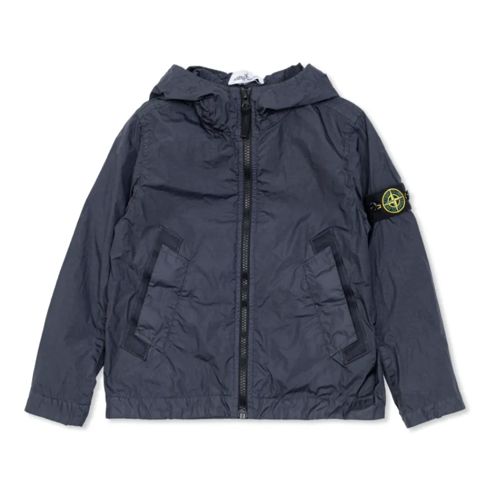 Jakker<Stone Island Letvægtsjakke med logomærke Blå