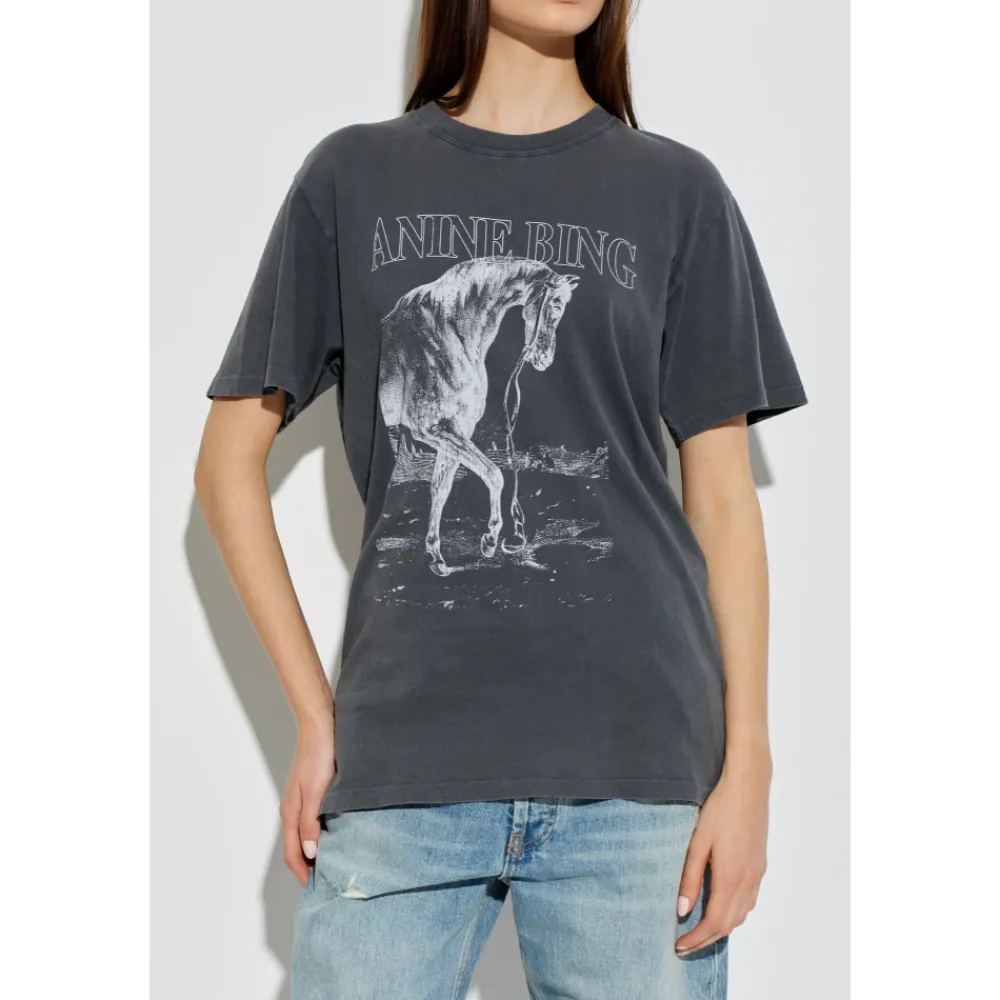 T-Shirts<Anine Bing Lili Tee Horse Grå