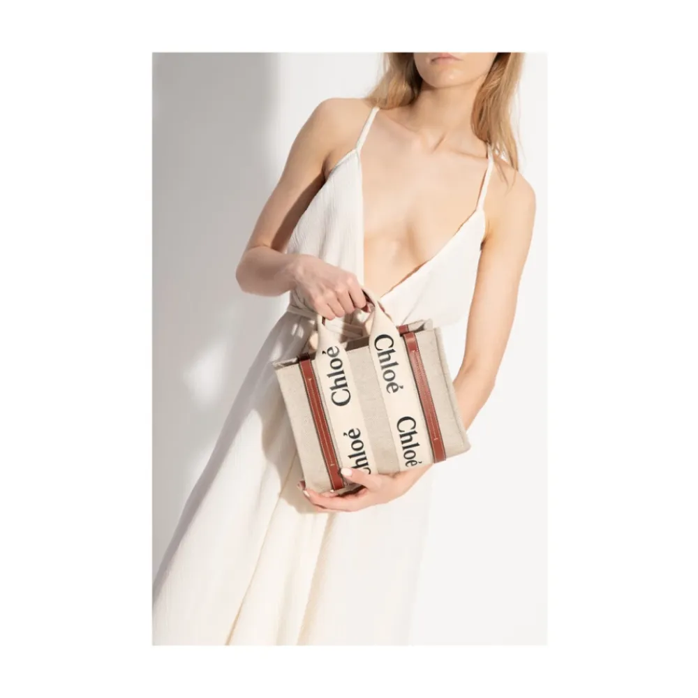 Håndtasker^Chloé Lille Woody Tote Bag Hvid