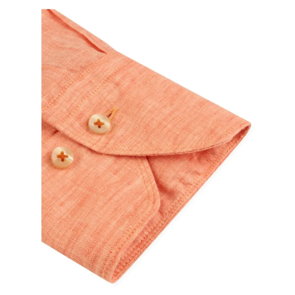 Skjorter<Stenströms Linned Slimline Skjorte med Perlemorsknapper Orange