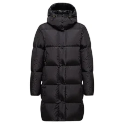 Frakker<Moncler Litte Square-Quilted Hooded Long Down Jacket Sort