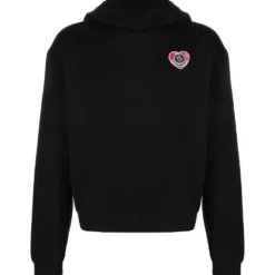 Trøjer^Moncler Logo Applique Hoodie Sort