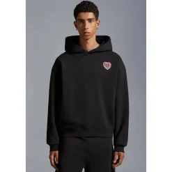 Trøjer^Moncler Logo Applique Hoodie Sort