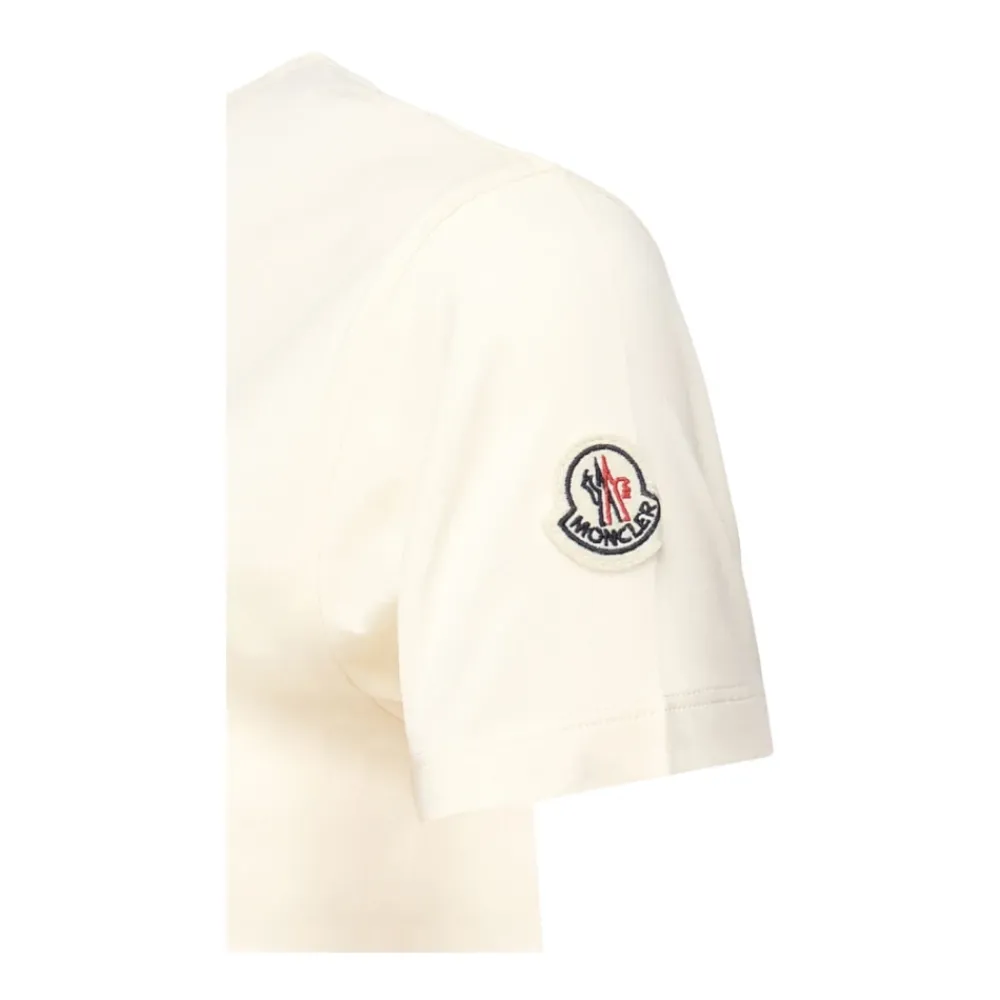T-Shirts<Moncler Logo Broderi T-shirt Hvid