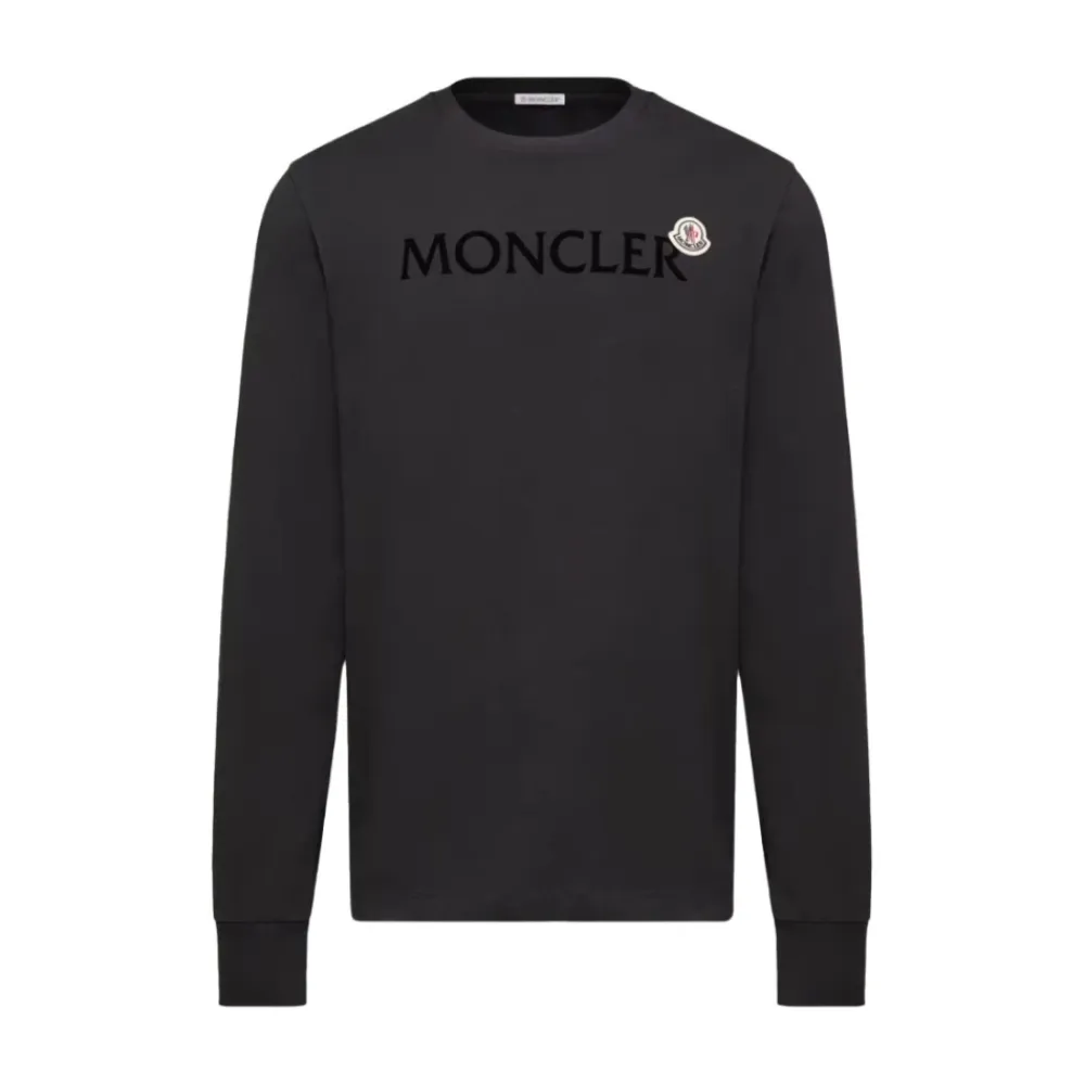 Trøjer|Sweatshirts<Moncler Logo Cotton Sweatshirt Sort