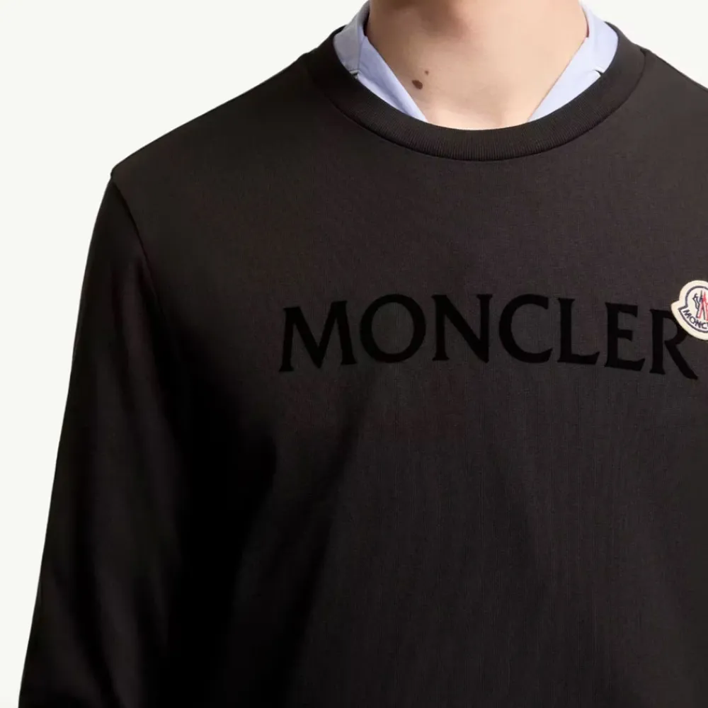 Trøjer|Sweatshirts<Moncler Logo Cotton Sweatshirt Sort