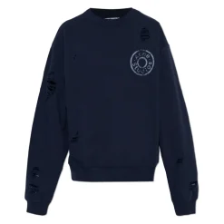 Sweatshirts|Striktrøjer & Sweatere<Acne Studios Logo Fleece Sweatshirt Blå