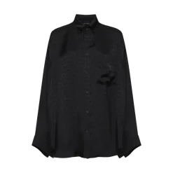 Bluser & Skjorter^Balenciaga Logo Jacquard Satin Shirt Sort