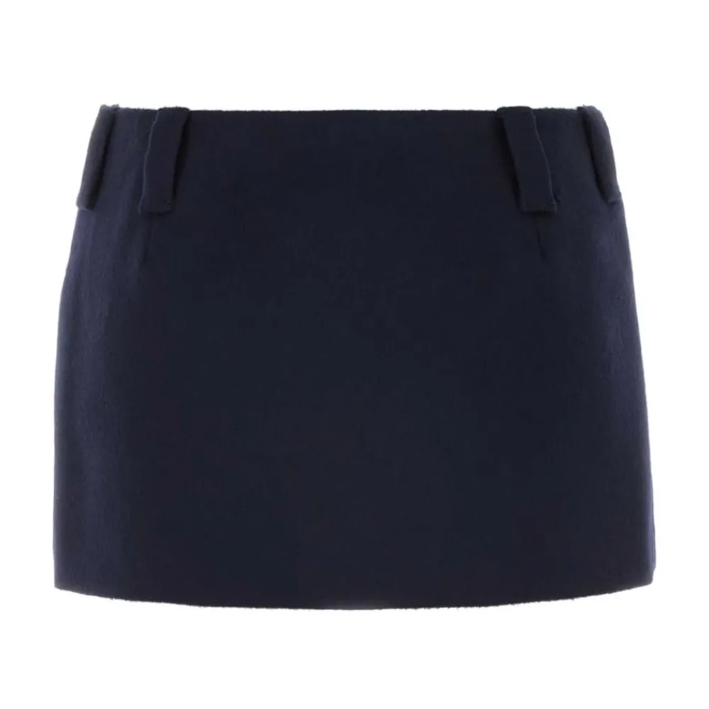 Nederdele^Miu Miu Logo Patch Mini Skirt Blå