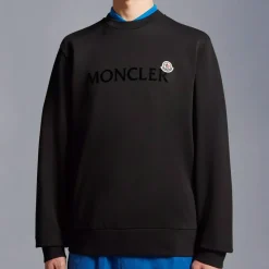 Trøjer|Sweatshirts^Moncler Logo Patch Sweatshirt Sort