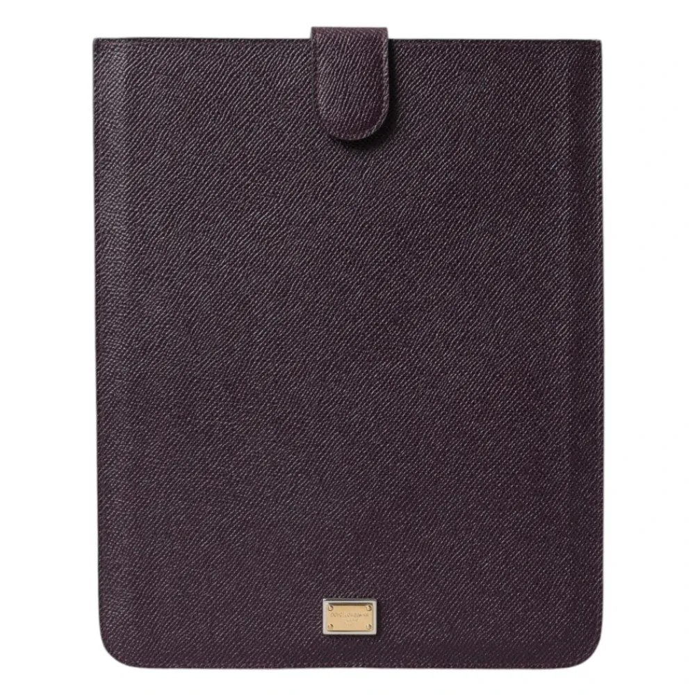 Laptop Tasker^Dolce & Gabbana Logo Plaque Læder Tablet Sleeve Etui Brun