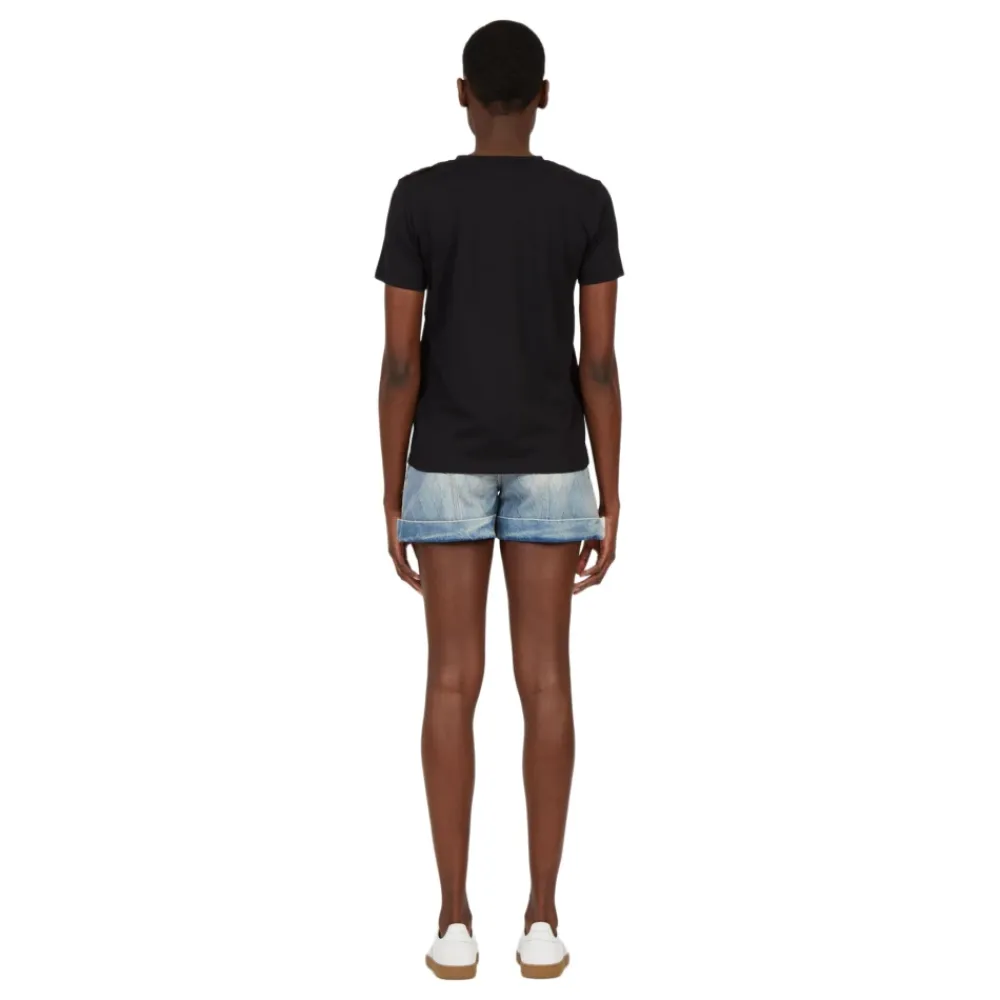 T-Shirts<Balmain Logo print T-shirt med knapper Sort