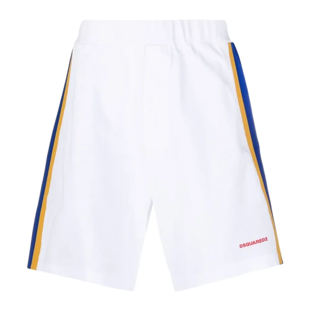 Træningsbukser & Tights<Dsquared2 Logo Side Stripe Gym Shorts Hvid