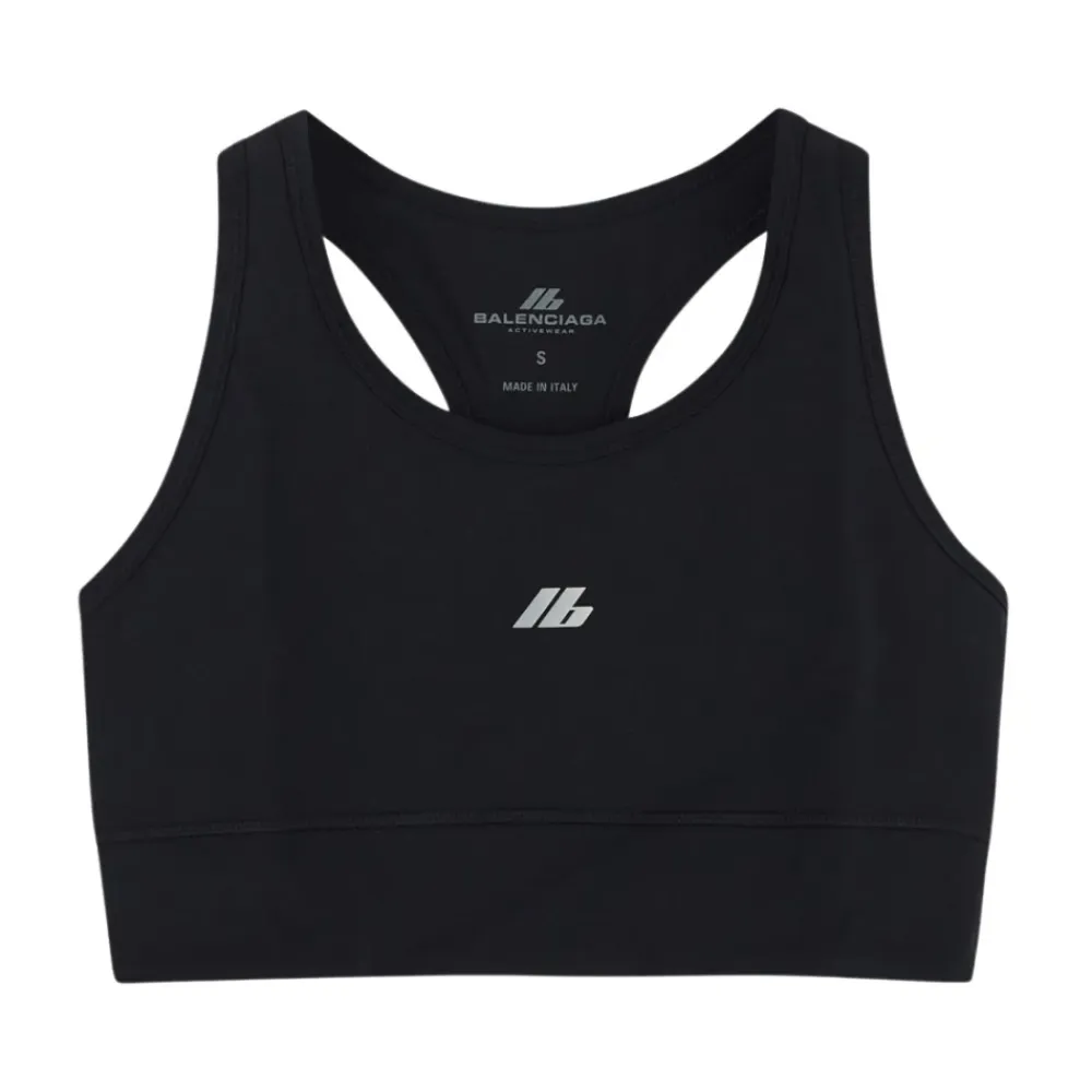 T-Shirts & Toppe^Balenciaga Logo Top i polyamidstof Sort