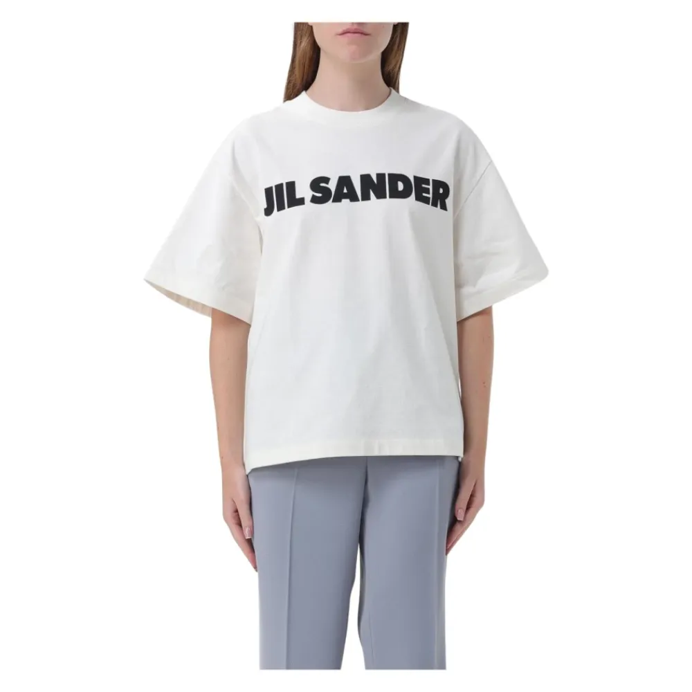 T-Shirts<Jil Sander Logo T-shirt til afslappet brug Beige