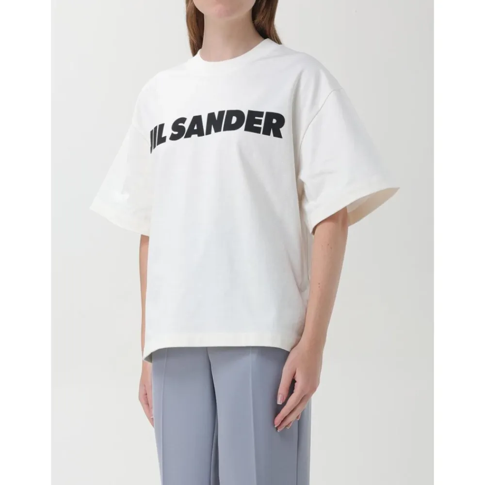T-Shirts<Jil Sander Logo T-shirt til afslappet brug Beige