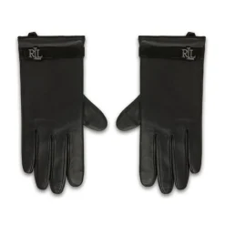 Handsker^Ralph Lauren Logo-prægede læderhandsker Sort