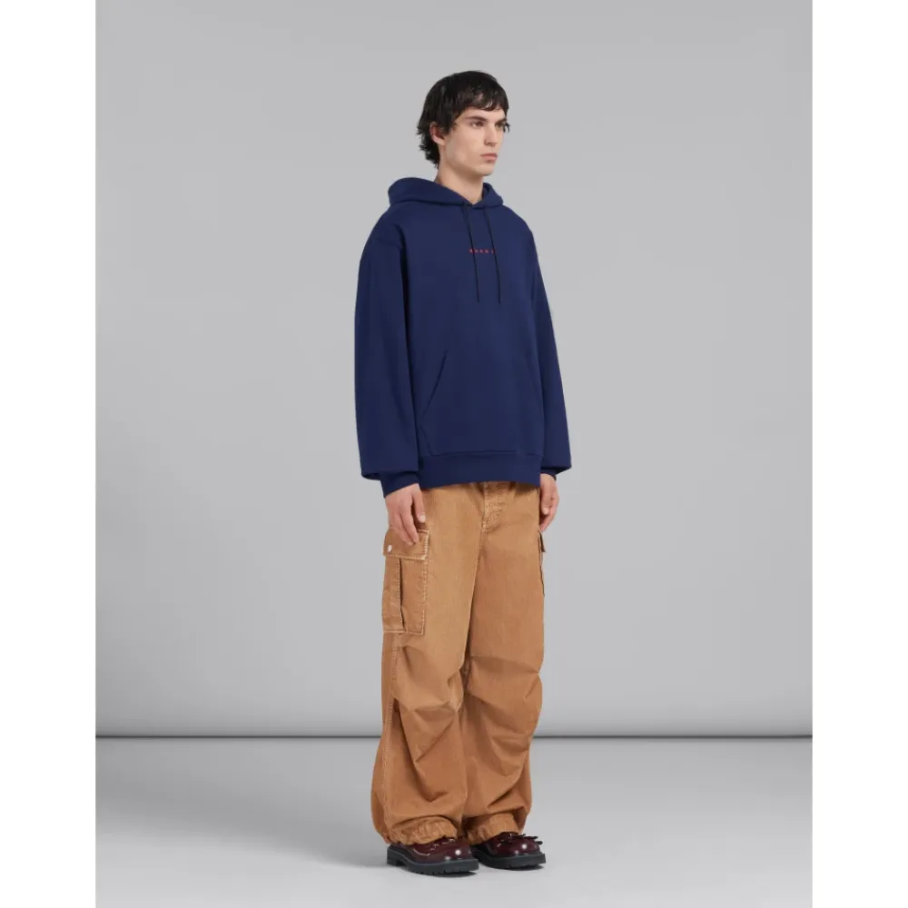 Trøjer^Marni Loopback Cotton Jersey Hættetrøje Blå
