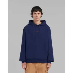 Trøjer^Marni Loopback Cotton Jersey Hættetrøje Blå