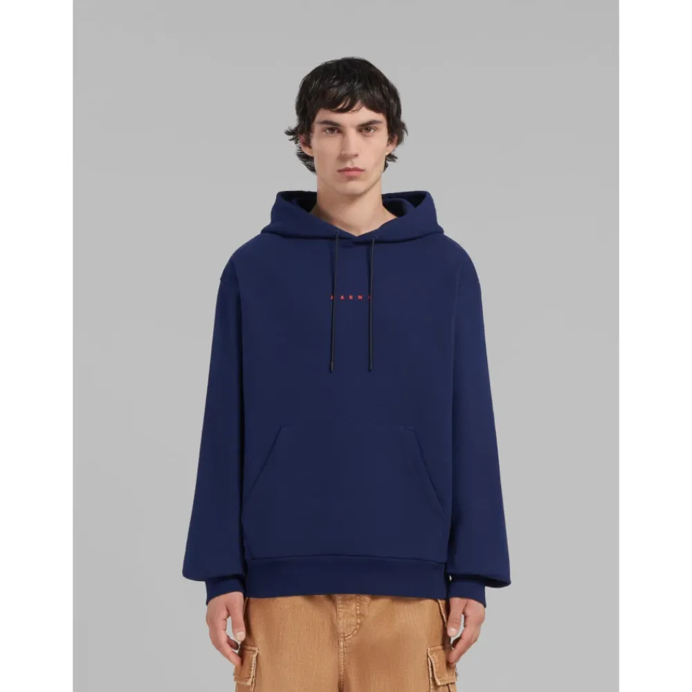 Trøjer^Marni Loopback Cotton Jersey Hættetrøje Blå