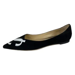 Ballerina Sko<Jimmy Choo Love Flat Suede Ballerina Sko Sort
