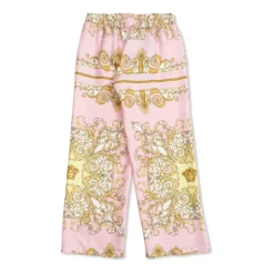Underdele<Versace Løstsiddende silkebukser Pink