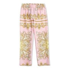 Underdele<Versace Løstsiddende silkebukser Pink