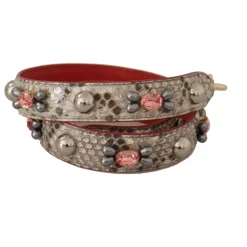 Tilbehør Til Tasker<Dolce & Gabbana Luksuriøs Python Læder Taske Strop i Beige Multifarvet