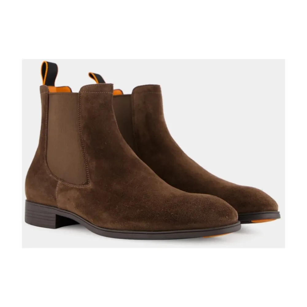 Chelsea Boots|Støvler^Santoni Luksuriøse e Ruskind Chelsea Støvler Brun