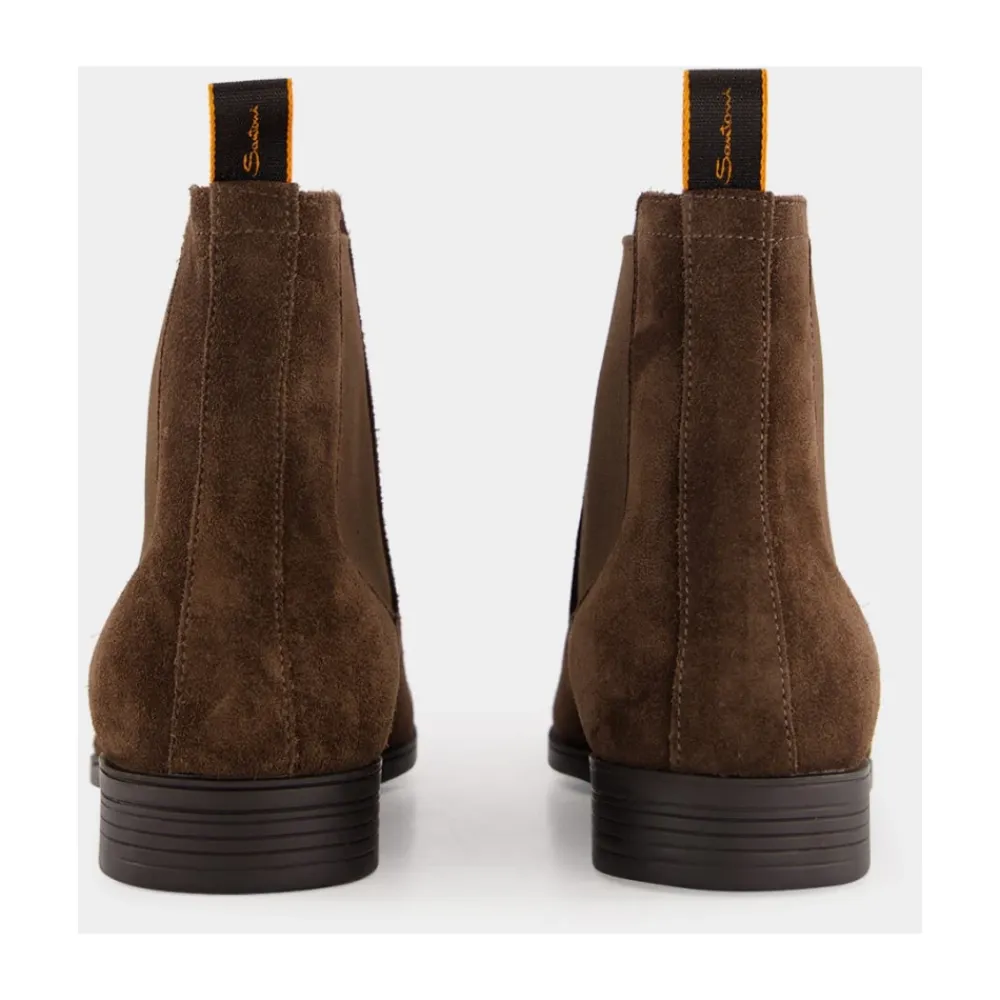 Chelsea Boots|Støvler^Santoni Luksuriøse e Ruskind Chelsea Støvler Brun