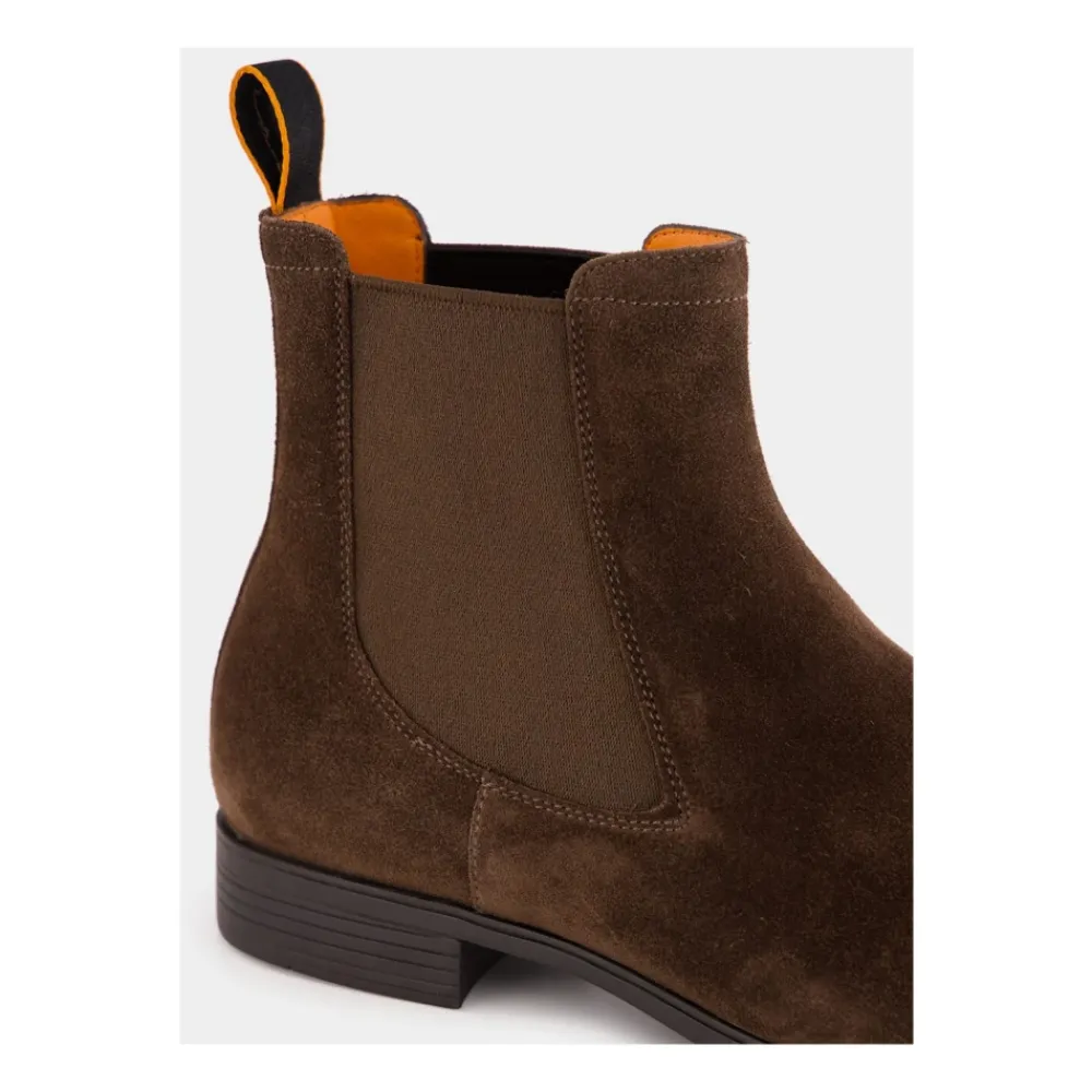 Chelsea Boots|Støvler^Santoni Luksuriøse e Ruskind Chelsea Støvler Brun
