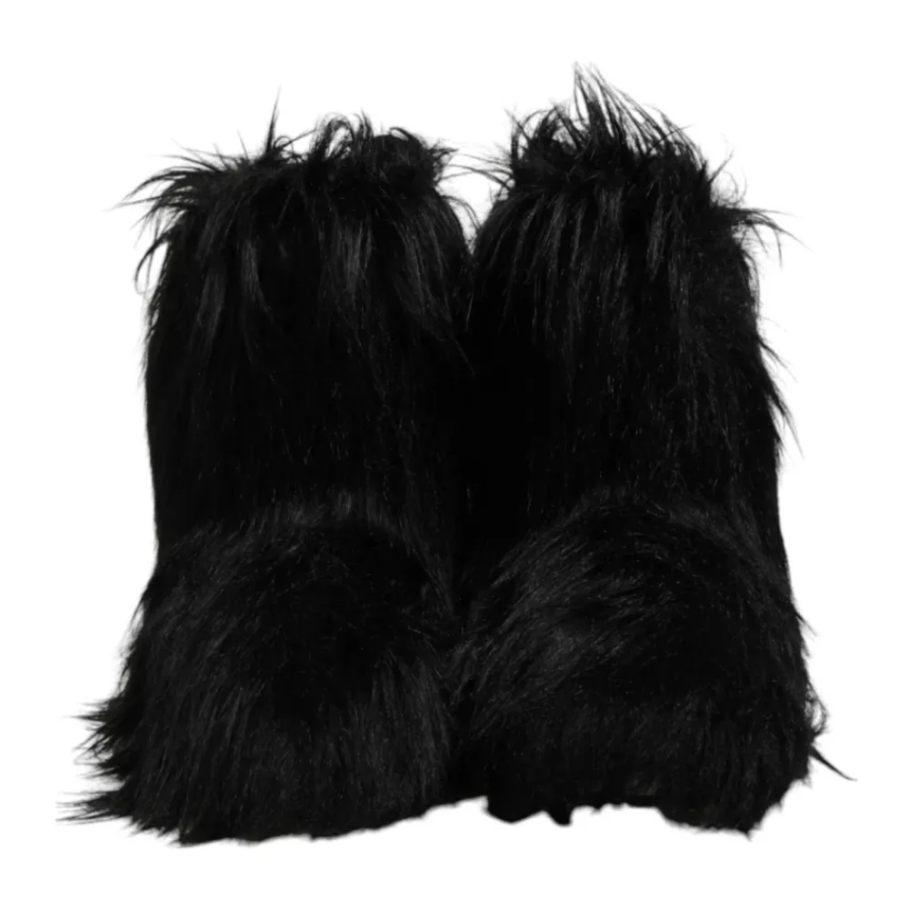 Vinterstøvler|Støvler^Dolce & Gabbana Luksuriøse Faux Fur Mid-Calf Støvler Sort