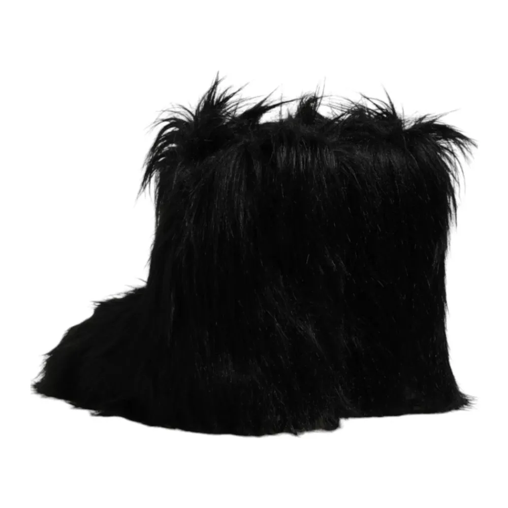 Vinterstøvler|Støvler^Dolce & Gabbana Luksuriøse Faux Fur Mid-Calf Støvler Sort