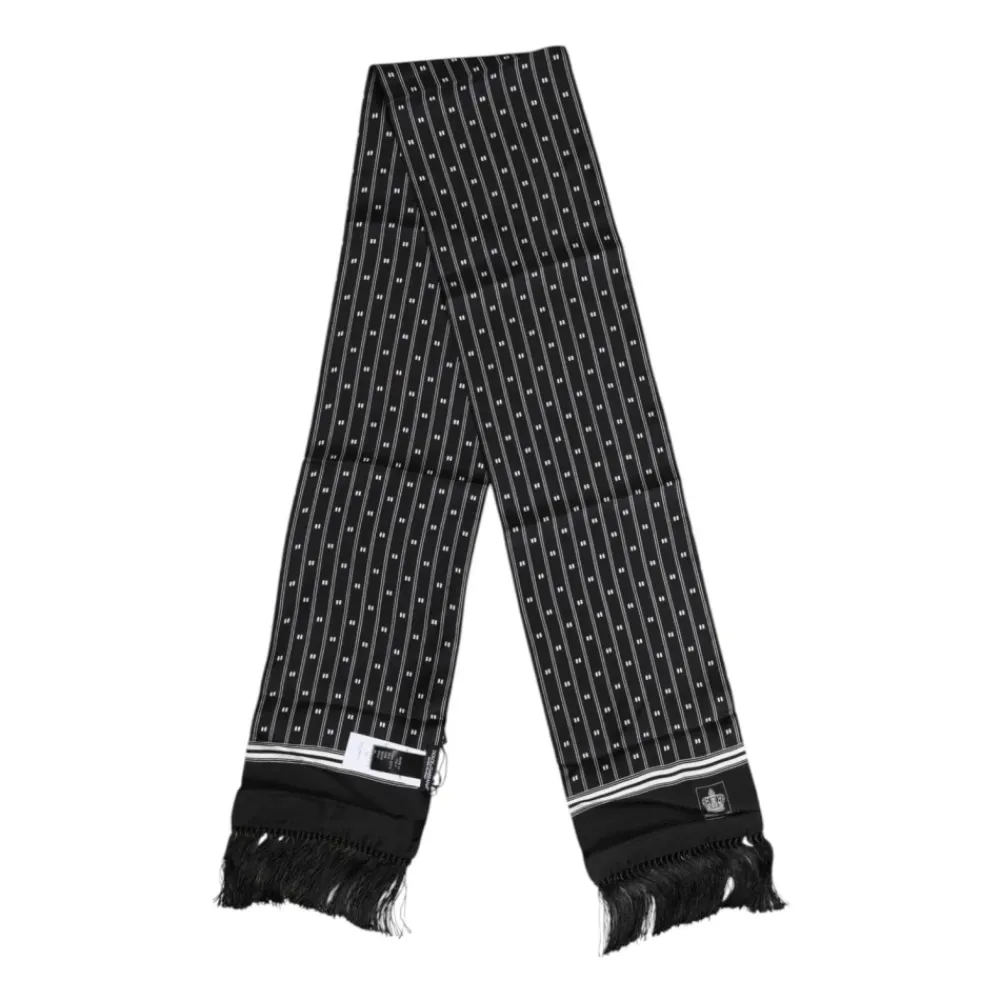 Halstørklæder Og Tørklæder^Dolce & Gabbana Luksuriøst Frynser Foulard Tørklæde Sort
