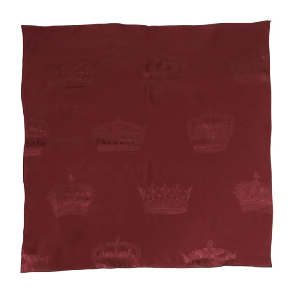Halstørklæder Og Tørklæder<Dolce & Gabbana Luksuriøst Maroon Silk Crown Foulard Tørklæde Brun