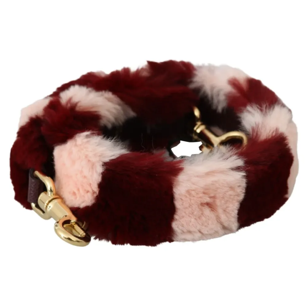 Tilbehør Til Tasker<Dolce & Gabbana Luksus Bordeaux Pink Pels Skulderrem Multifarvet