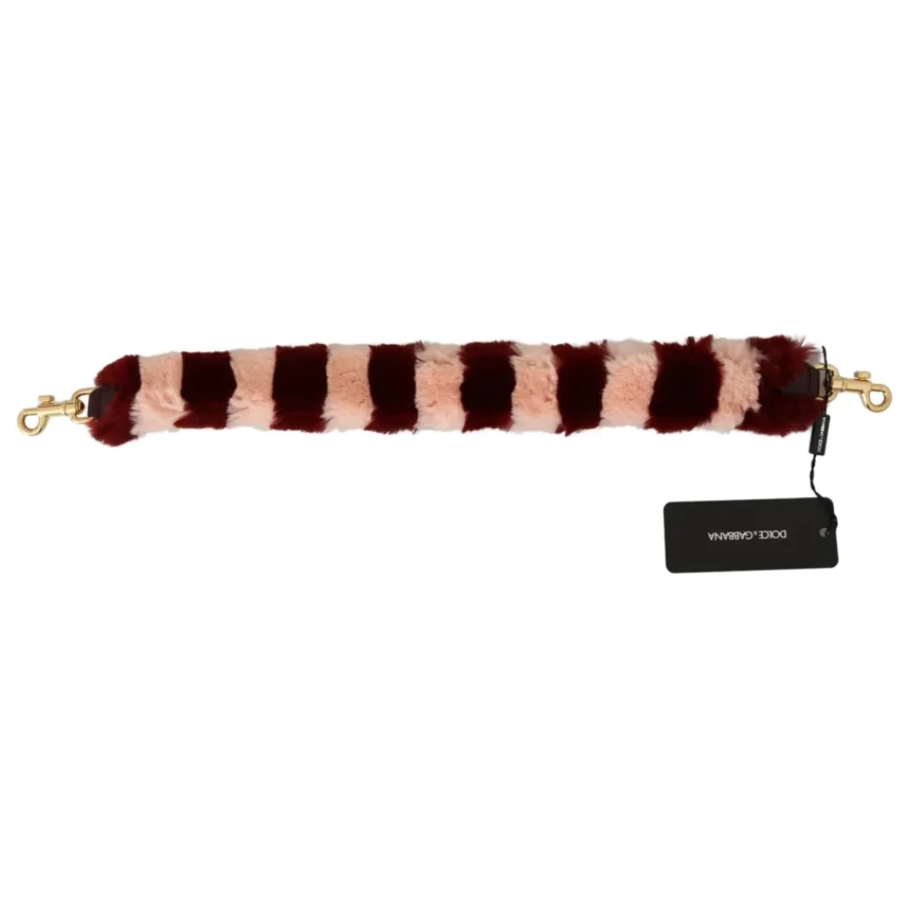 Tilbehør Til Tasker<Dolce & Gabbana Luksus Bordeaux Pink Pels Skulderrem Multifarvet