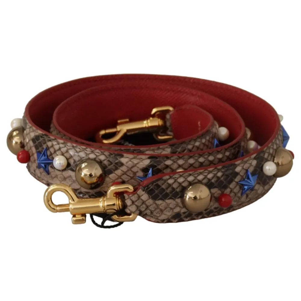 Tilbehør Til Tasker<Dolce & Gabbana Luksus Python Læder Skulderrem Brun