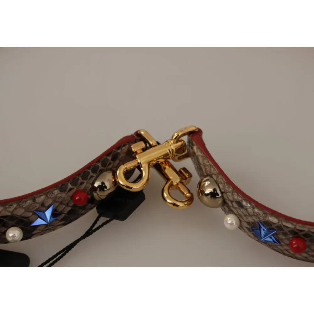 Tilbehør Til Tasker<Dolce & Gabbana Luksus Python Læder Skulderrem Brun