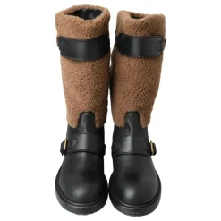 Vinterstøvler^Dolce & Gabbana Luksus Shearling Læder Lange Støvler Multifarvet