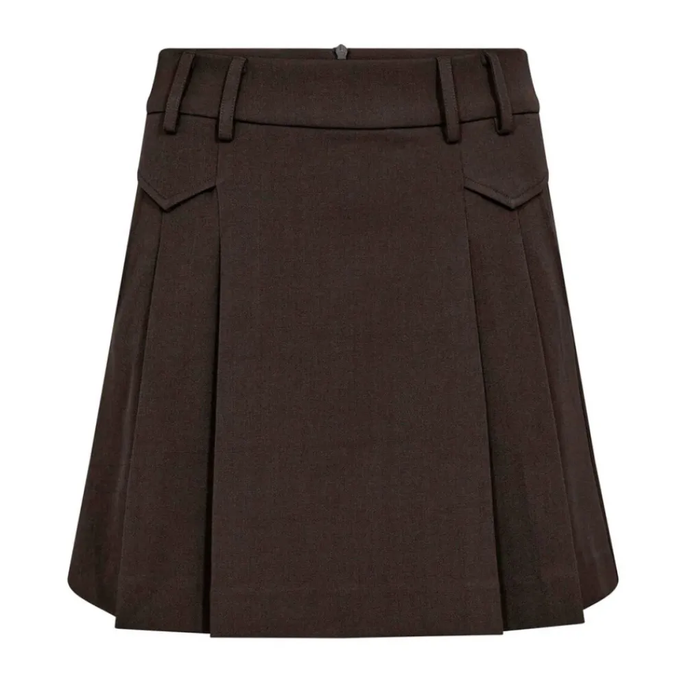 Nederdele^Co'Couture LunaCC Plisseret Mini Nederdel Brun