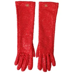 Handsker|Handsker<Dolce & Gabbana Lurex Fantasia Mid Arm Length Gloves Rød