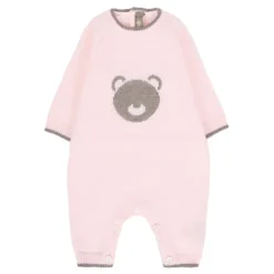 Bodystocking & Sæt<Little Bear Lyserød uldromper med bjørneudsmykning Pink