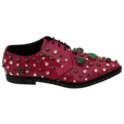 Snøresko<Dolce & Gabbana Lyserøde Krystal Læderkjole Brogue Sko Pink