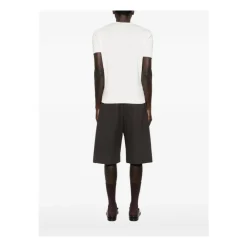 Strik<Corneliani Maglia girocollo mezza manica con bordi rigati Hvid