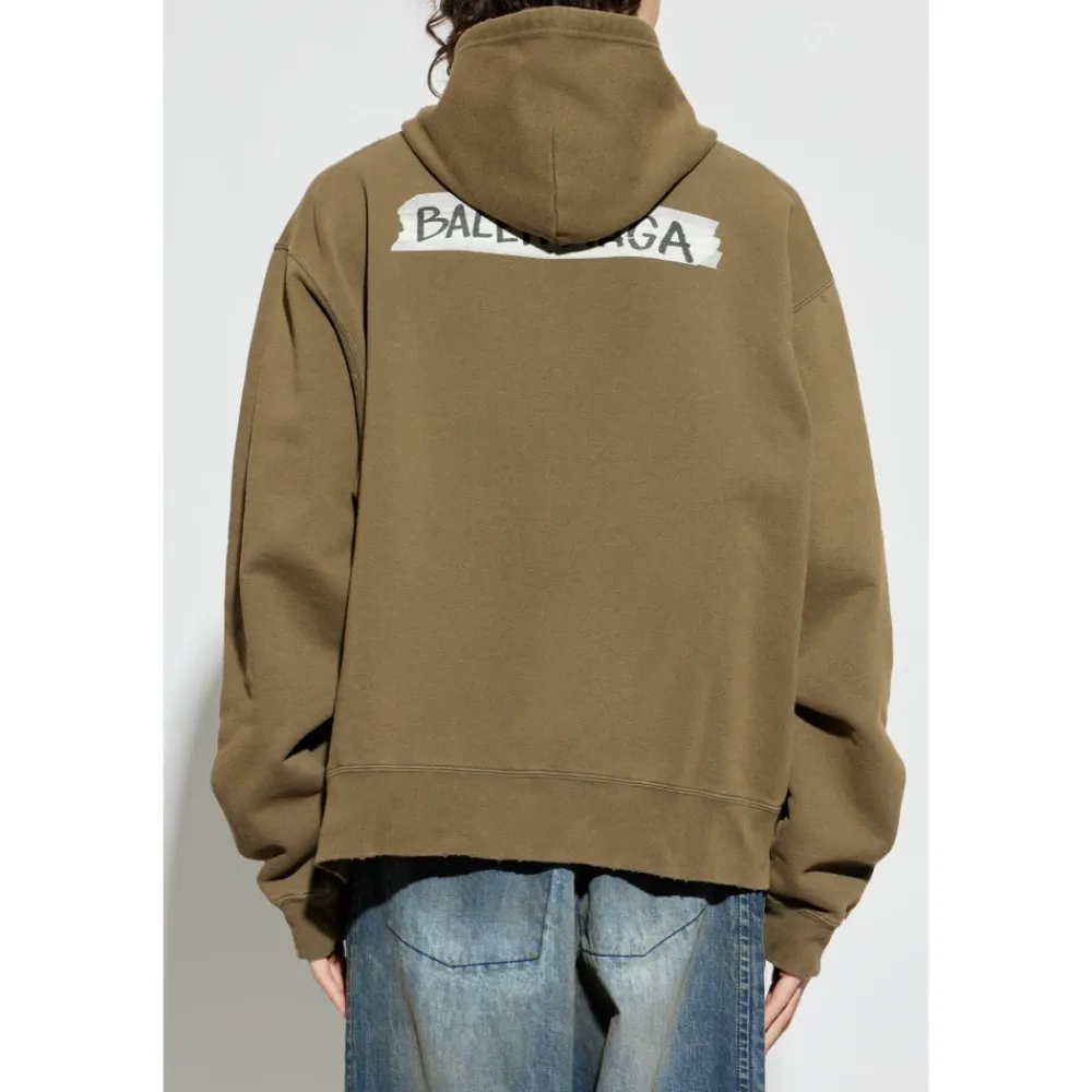Trøjer^Balenciaga Masking Tape Oversized Zip-Up Hoodie Grøn
