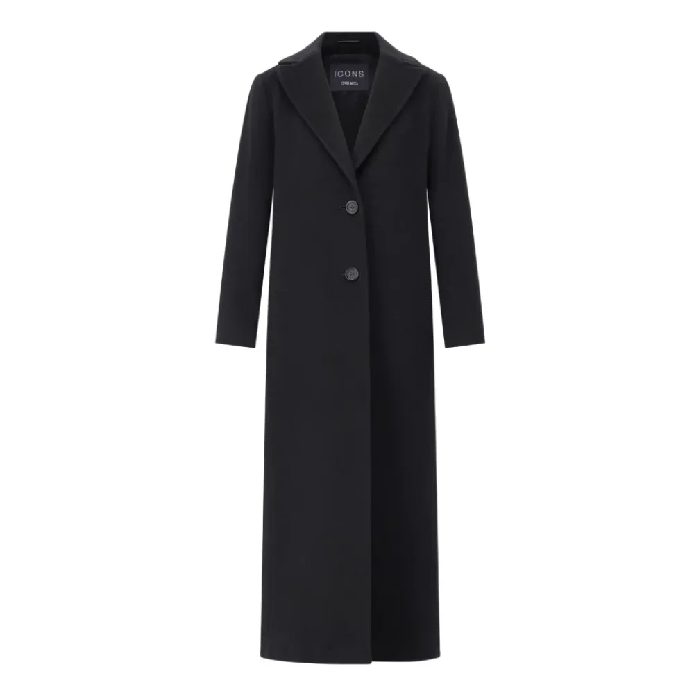 Frakker<Cinzia Rocca Maxi Uld-Cashmere Frakke Sort