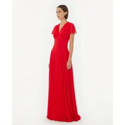 Kjoler^ROTATE Birger Christensen Maxi V-Neck Kjole Rød
