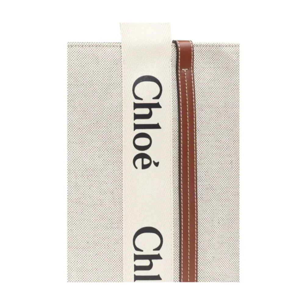 Indkøbstasker^Chloé Medium Woody Tote Bag Hvid