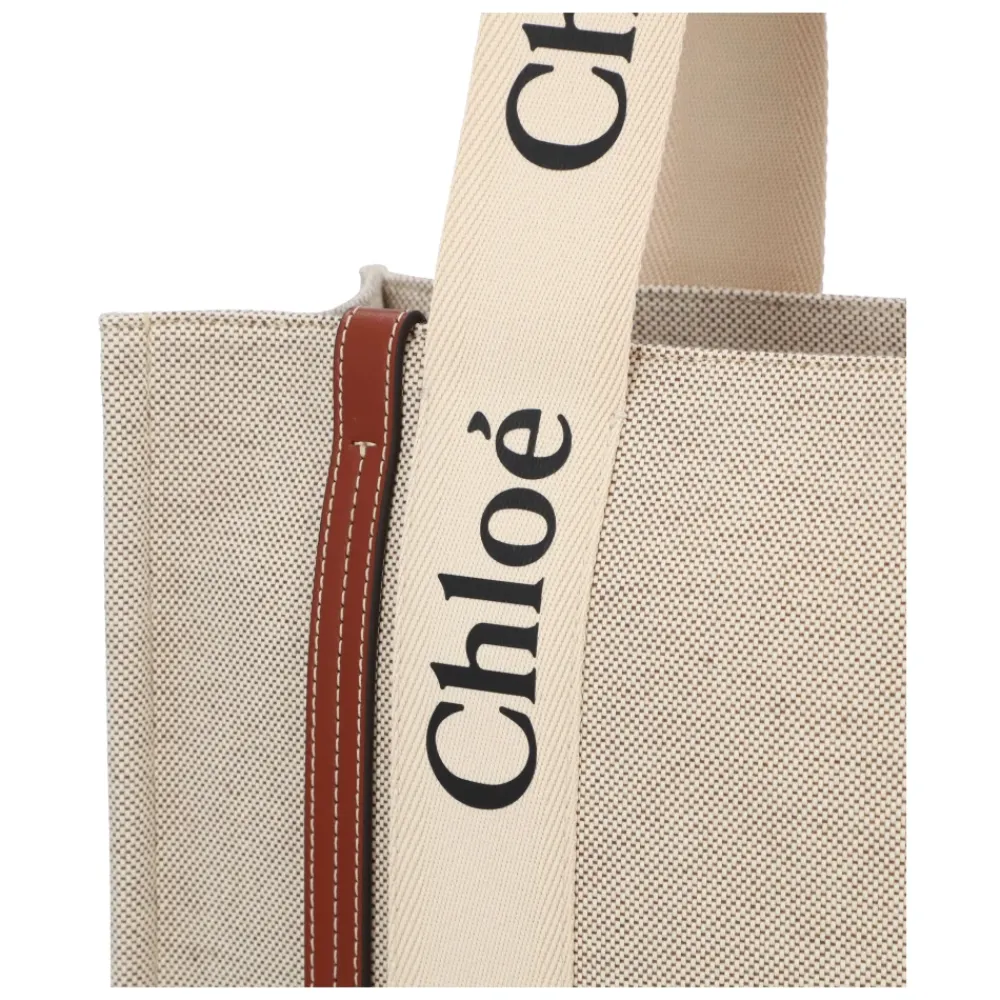 Indkøbstasker^Chloé Medium Woody Tote Bag Hvid